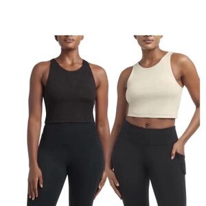 Danskin Women’s Studio Bra Cropped Tank Top Duo - Black & Cream